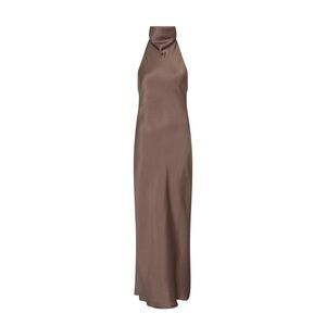 Anine Bing Eliana Dress in Iron Brown Color Halter Neck Maxi Gown (Large)
